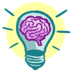 Light bulb with brain inside emits light